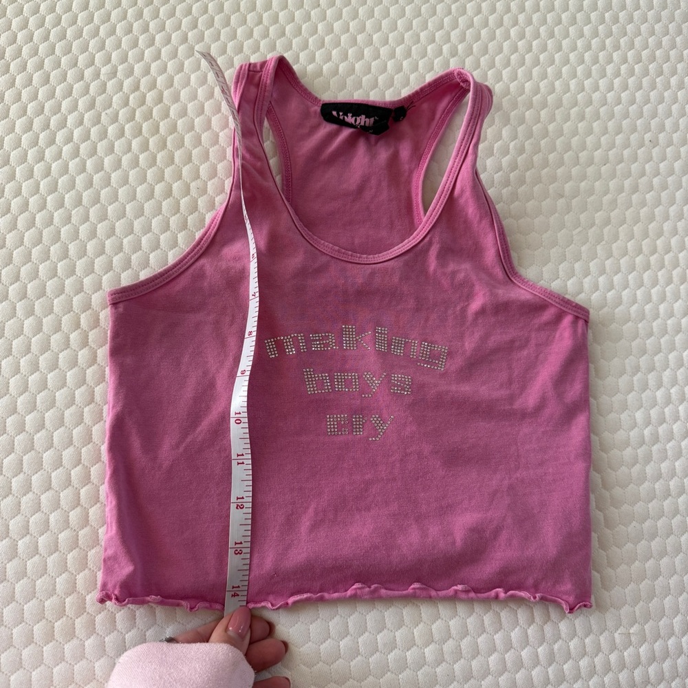 VOIGHT Valentina Making boys cry crystal pink cropped organic cotton tank size S - Picture 8 of 8